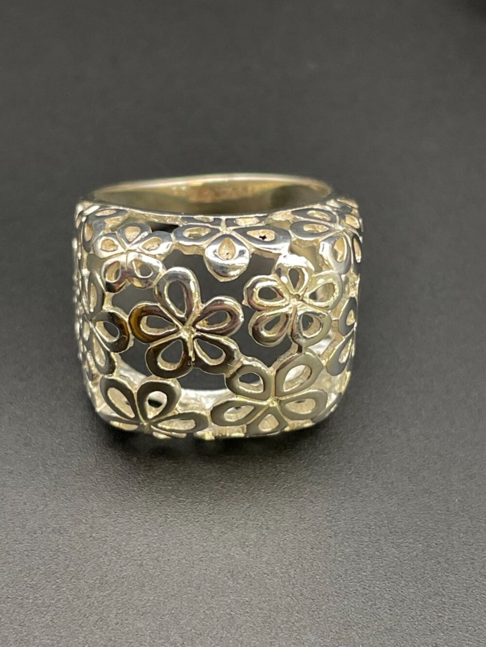 Sterling Silver Floral Bubble Ring